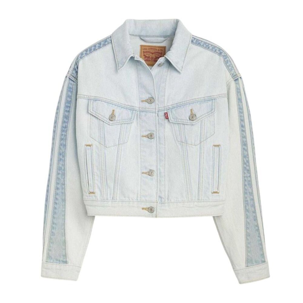 Levis Womens/Ladies Striped Cotton Denim Trucker Jacket / Blue